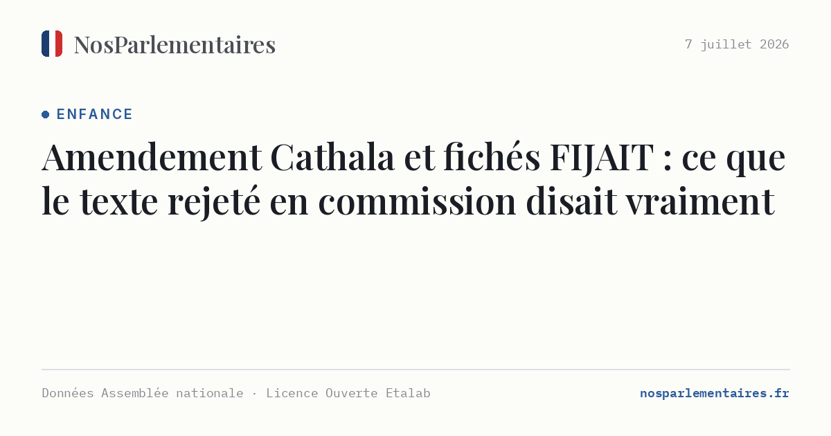 Amendement Cathala et fichés FIJAIT : ce que le texte rejeté en commission disait vraiment