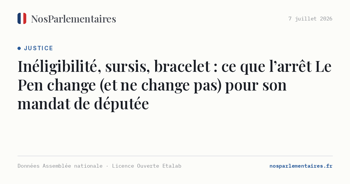 Inéligibilité, sursis, bracelet : ce que l’arrêt Le Pen change (et ne change pas) pour son mandat de députée