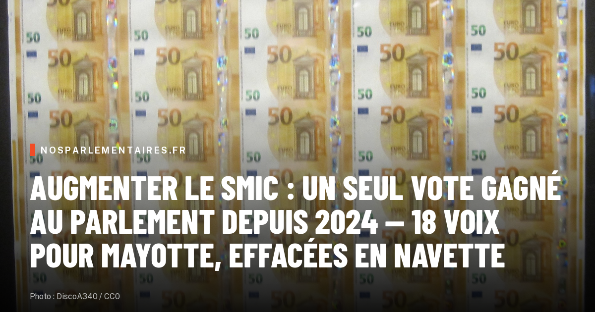 Augmenter le SMIC : un seul vote gagné au Parlement depuis 2024 — 18 voix pour Mayotte, effacées en navette