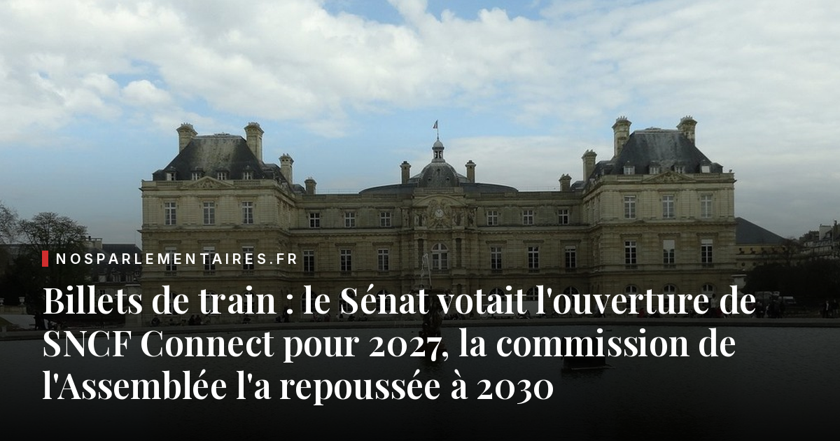 Billets de train : le Sénat votait l'ouverture de SNCF Connect pour 2027, la commission de l'Assemblée l'a repoussée à 2030