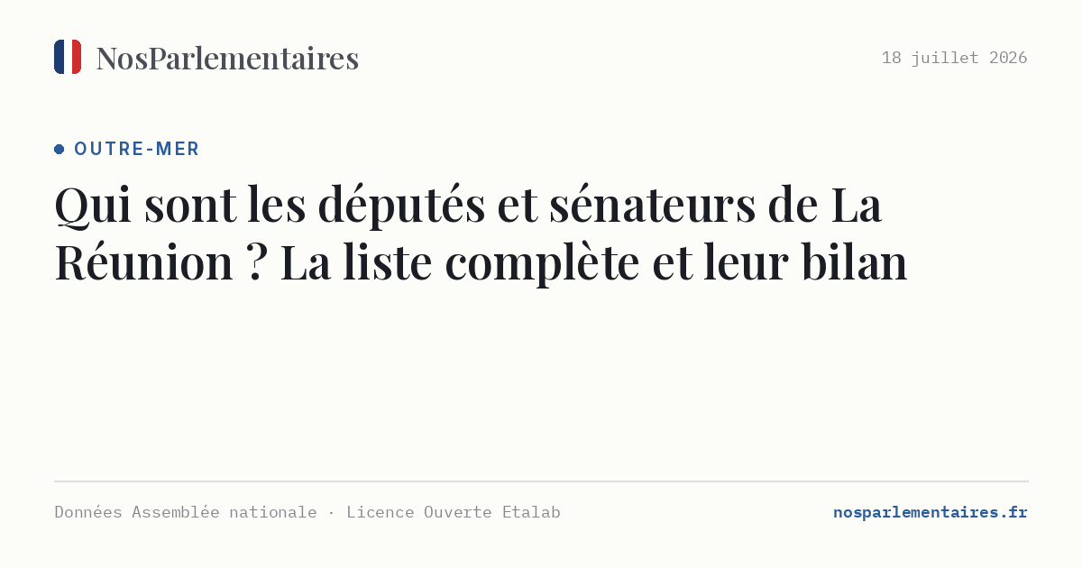 Qui sont les députés et sénateurs de La Réunion ? La liste complète et leur bilan