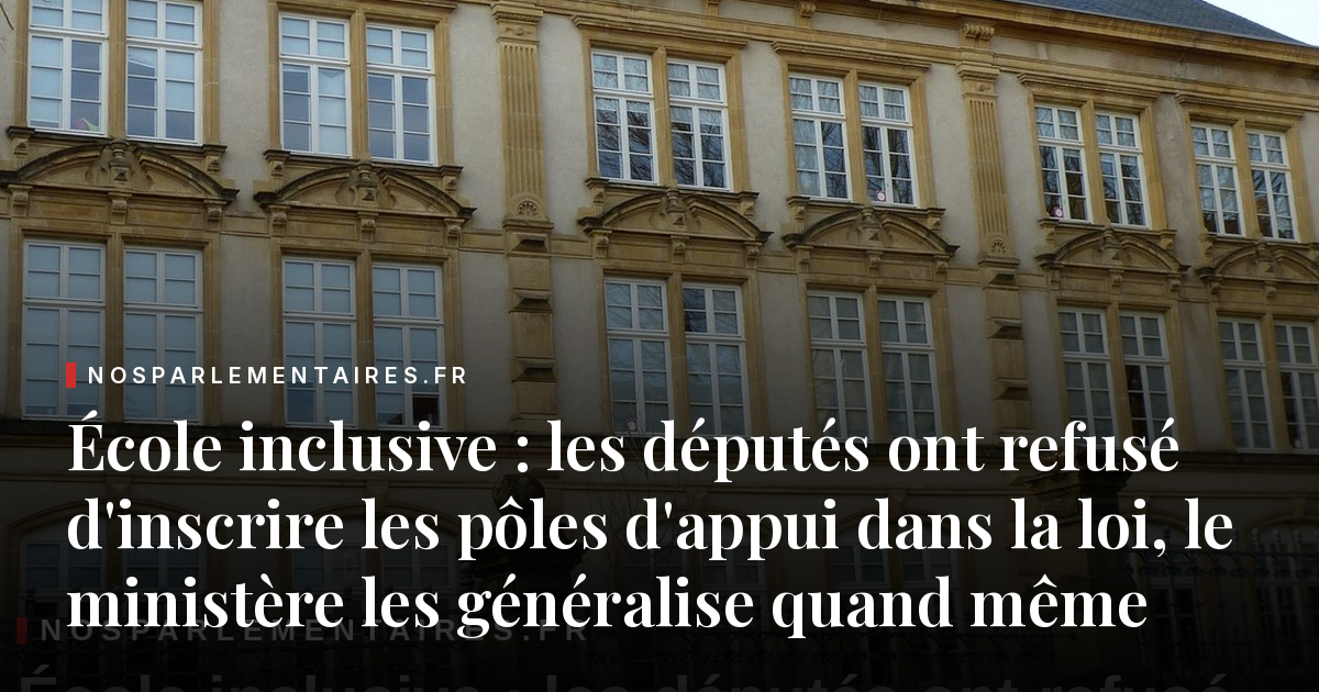 École inclusive : les députés ont refusé d'inscrire les pôles d'appui dans la loi, le ministère les généralise quand même