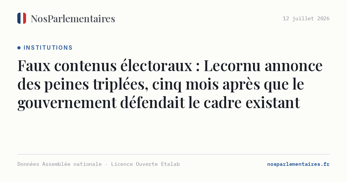Faux contenus électoraux : Lecornu annonce des peines triplées, cinq mois après que le gouvernement défendait le cadre existant