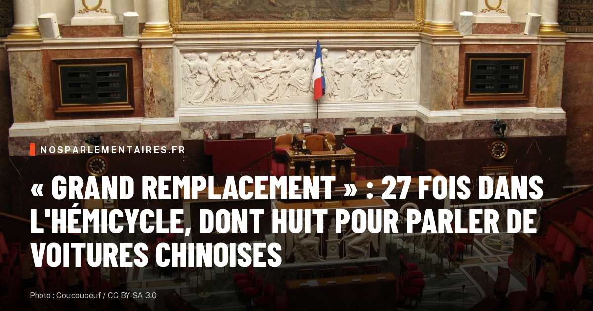 « Grand remplacement » : 27 fois dans l'hémicycle, dont huit pour parler de voitures chinoises