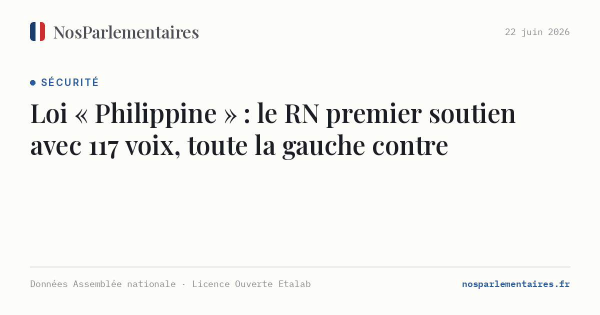 Loi « Philippine » : le RN premier soutien avec 117 voix, toute la gauche contre