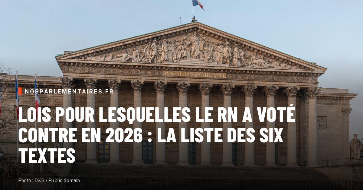 Lois pour lesquelles le RN a voté contre en 2026 : la liste des six textes