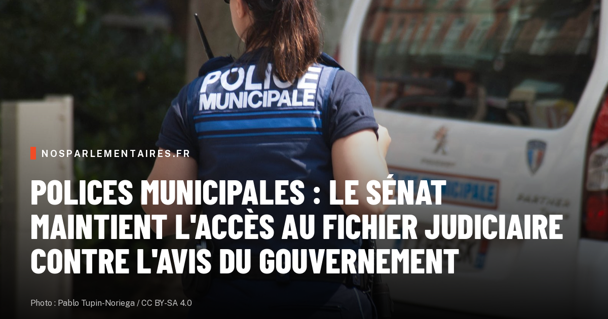 Polices municipales : le Sénat maintient l'accès au fichier judiciaire contre l'avis du gouvernement