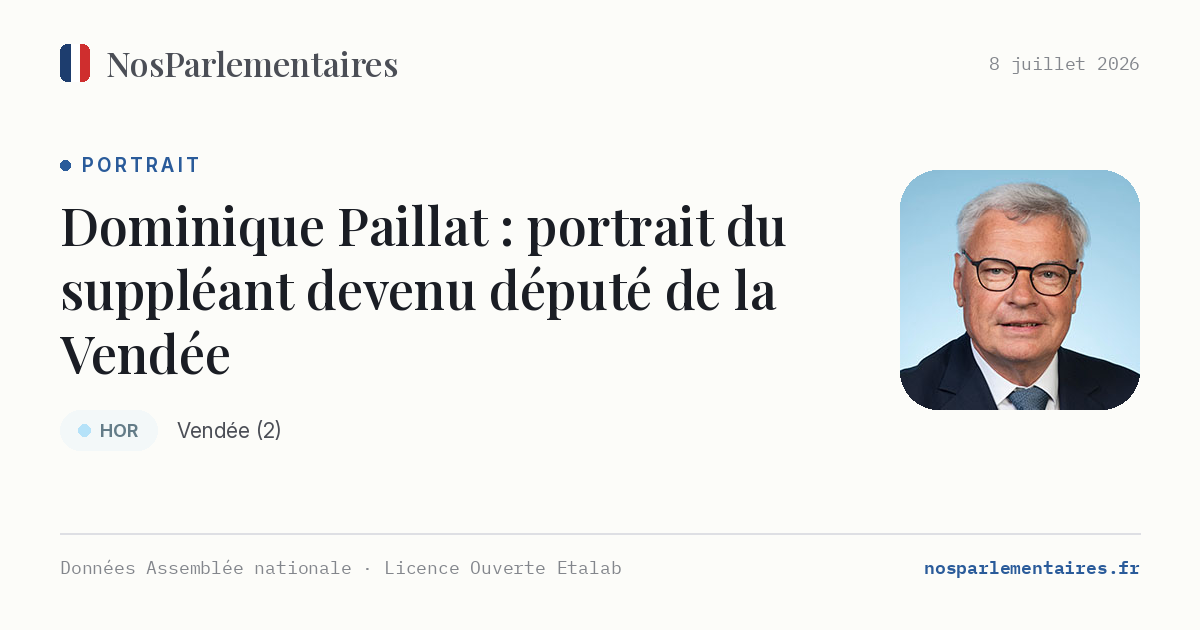 Qui est Dominique Paillat, le suppléant de Béatrice Bellamy devenu député de la Vendée ?