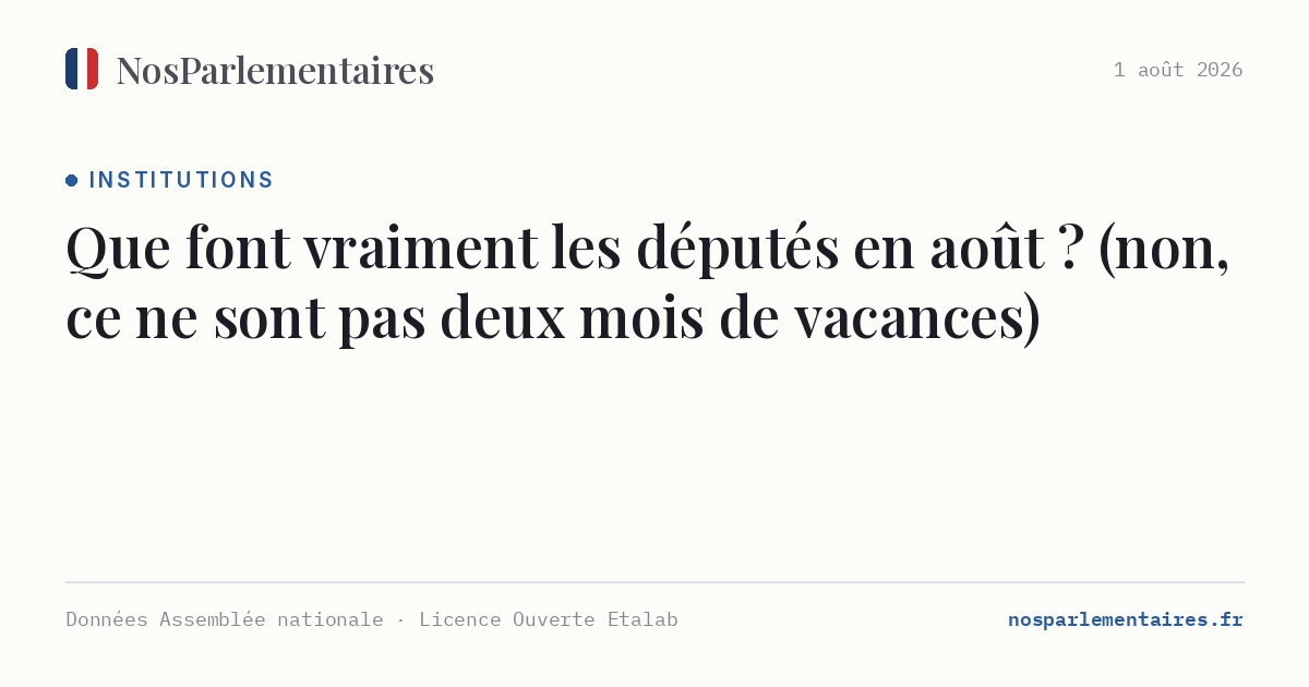Que font vraiment les députés en août ? (non, ce ne sont pas deux mois de vacances)