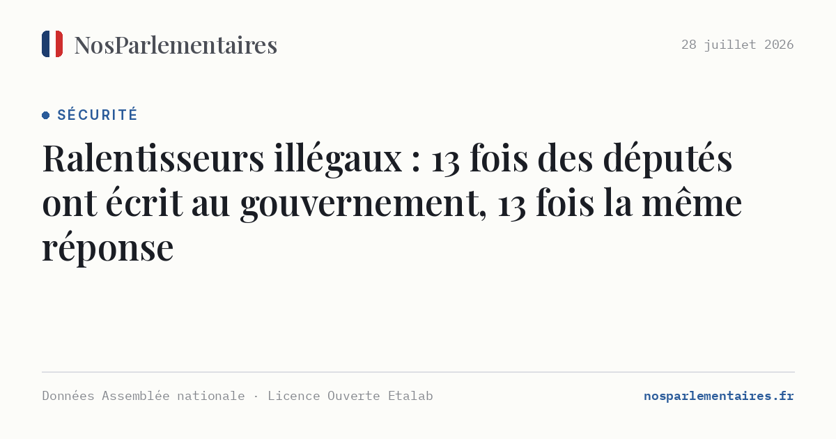 Ralentisseurs illégaux : 13 fois des députés ont écrit au gouvernement, 13 fois la même réponse