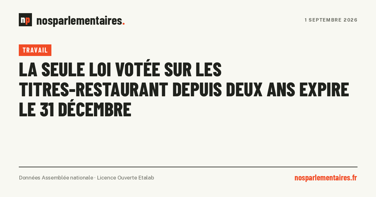 La seule loi votée sur les titres-restaurant depuis deux ans expire le 31 décembre