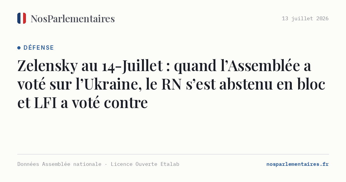 Zelensky au 14-Juillet : quand l’Assemblée a voté sur l’Ukraine, le RN s’est abstenu en bloc et LFI a voté contre